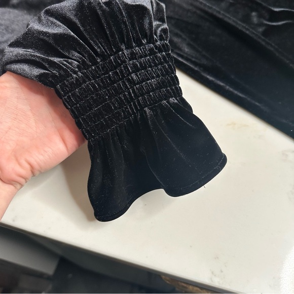 Loft Velvet Smocked Ruffle Cuff Flare Dress Size 10-C28 - Picture 6 of 6